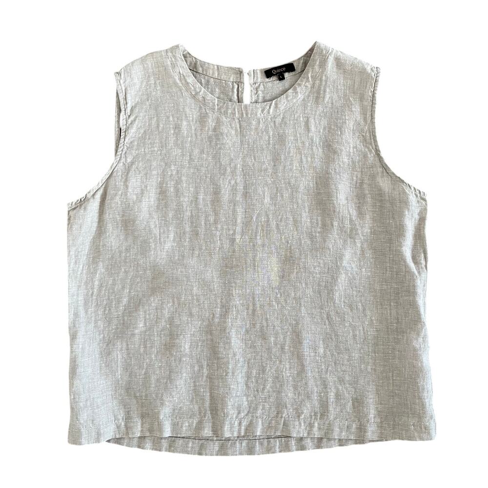 Quince Women's 100% European Linen Tank Flax Large Vacation Beach Resortwear - Picture 4 of 13